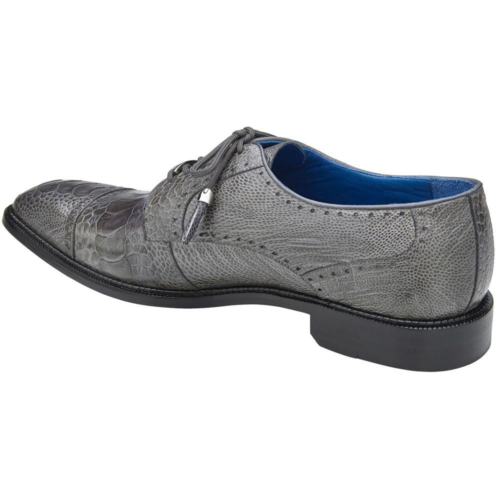 Belvedere Batta Gray Men's Genuine Ostrich Cap Toe Lace Up Shoes