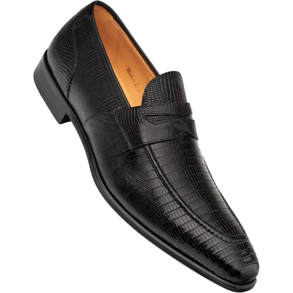 Mezlan Men's Mayor Lizard Penny Loafer in Black