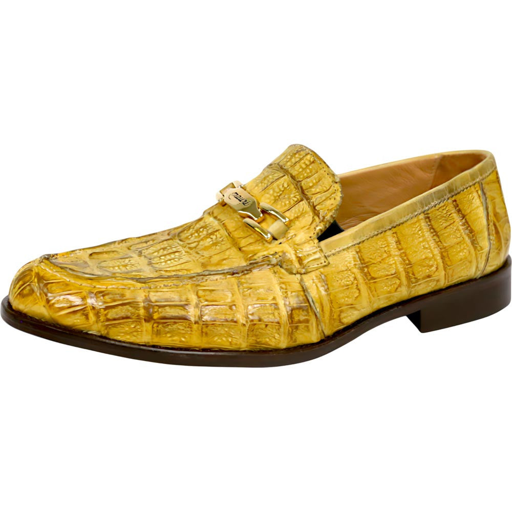 Mauri Chapel Men's Yellow Exotic Hornback / Nappa Leather Horsebit Split-Toe Loafer