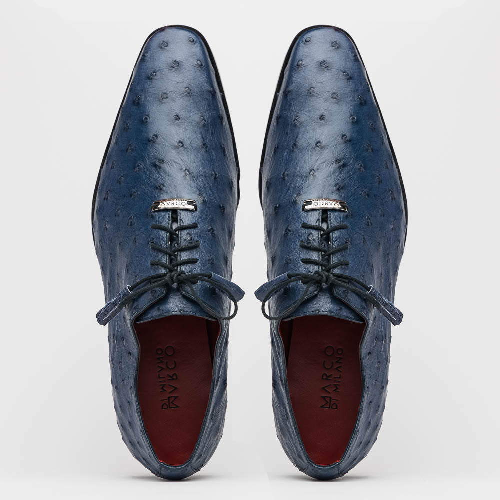 Marco Di Milano Criss Ostrich Navy Tassel Laced Oxford Shoes