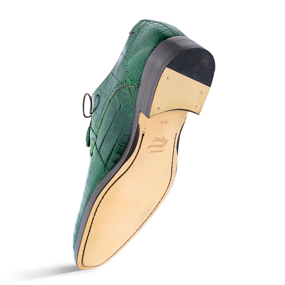 Mezlan Men's Alligator Derby Shoes in Forest