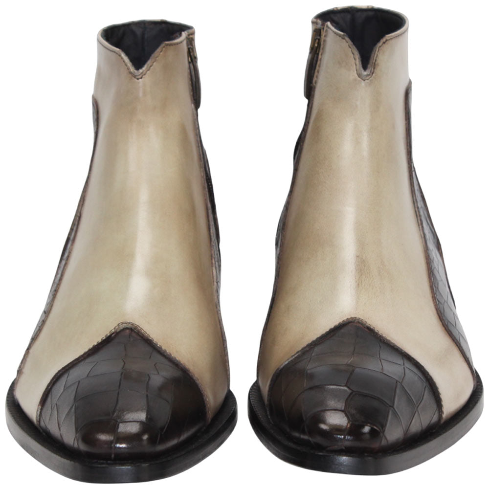 Duca Aprilia Men's Chocolate/Beige Calf-Skin Leather Boots