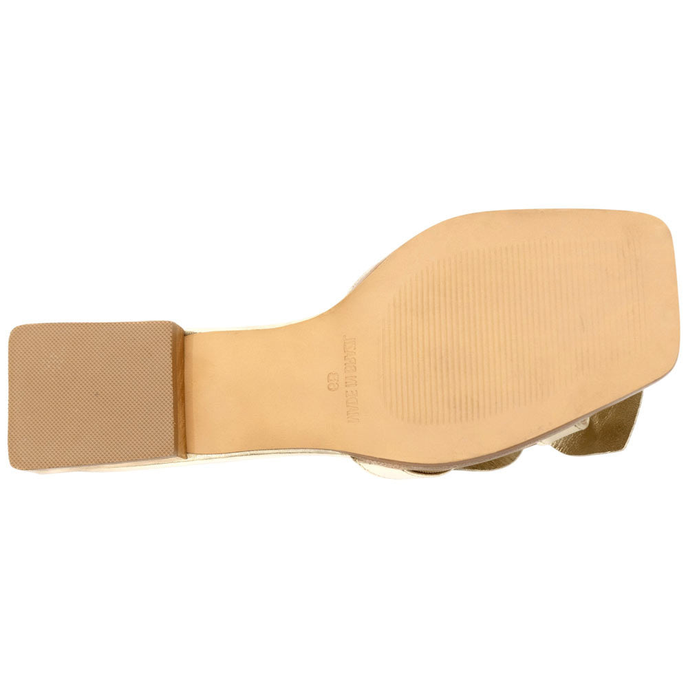 Lady Couture Women's Blossom Gold Leather Slide Sandals