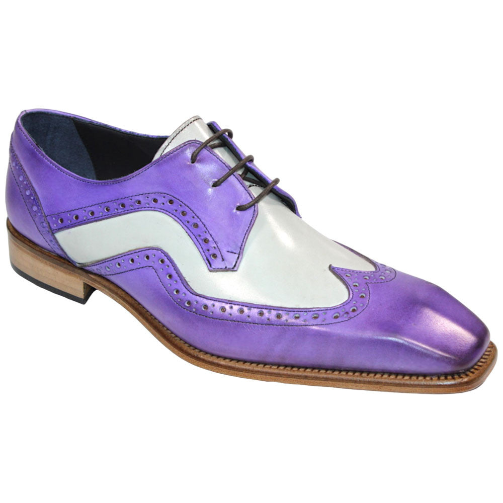 Duca Saranno Men's Lavender/Panna Calf-Skin Leather Oxfords Shoes