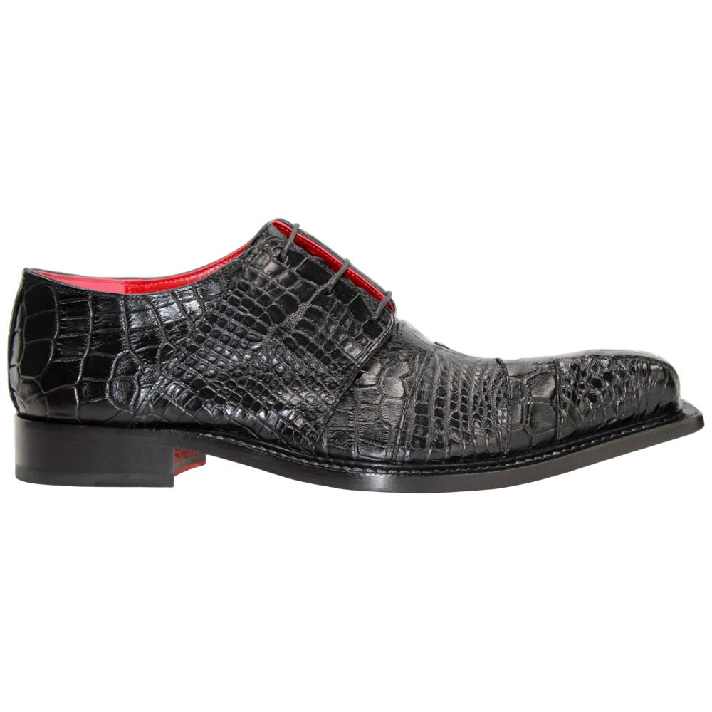 Fennix of Italy Genuine Alligator & Lizard Skin KINGSTON Black Shoe(US Men Size)