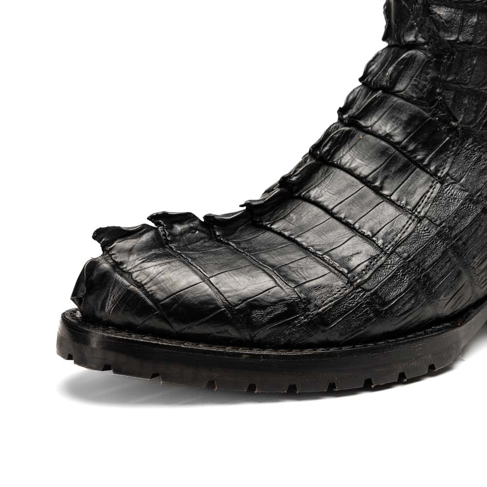Marlboro Genuine Hornback Caiman Skin Black Cowboy Boot | Marco Di Milano Western Boots