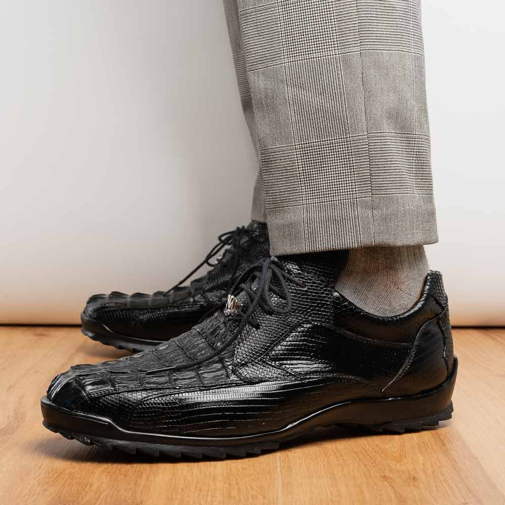Marco Di Milano Crater Caiman & Lizard Sneaker - Black
