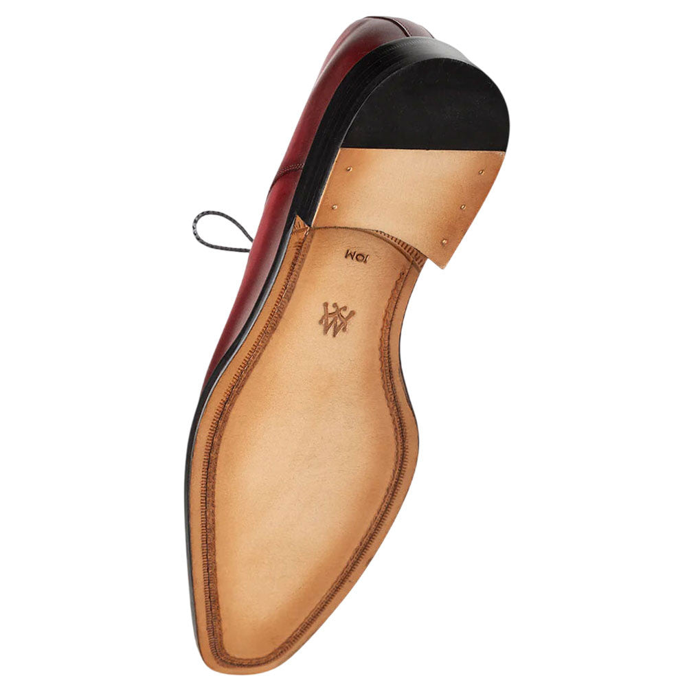 Mezlan Men's Burgundy Calfskin Leather Sole Derby Belmonte