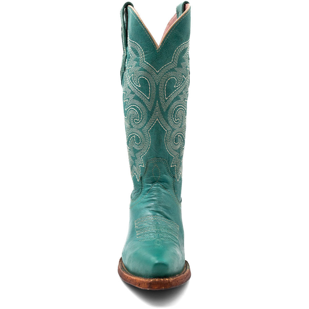Ferrini Women’s Mae Stoe Turquoise Square Toe Leather Cowboy Boots