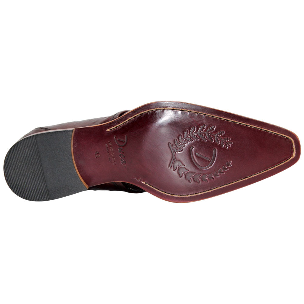 Duca Imperio Men's Burgundy Calf-Skin Leather/Calf Print Oxfords Shoes