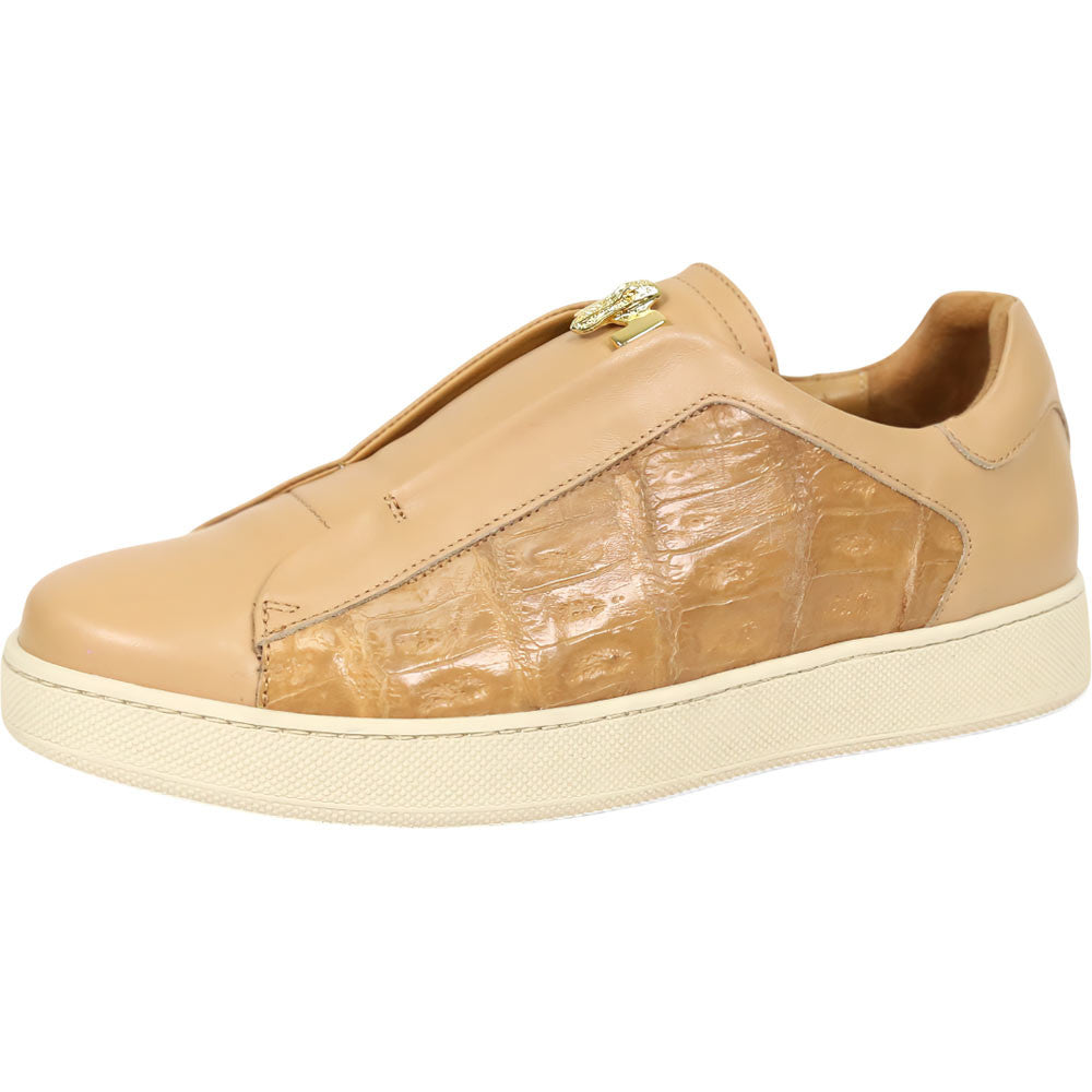 Mauri Regata Men's Dune Exotic Crocodile / Nappa Leather Slip-On Sneaker