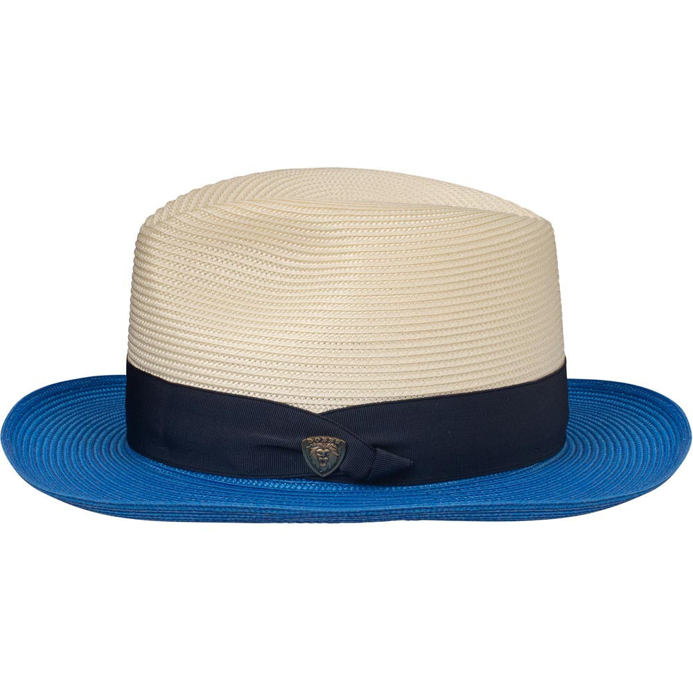 Dobbs Toledo Milan Straw Hat in Ivory/Royal