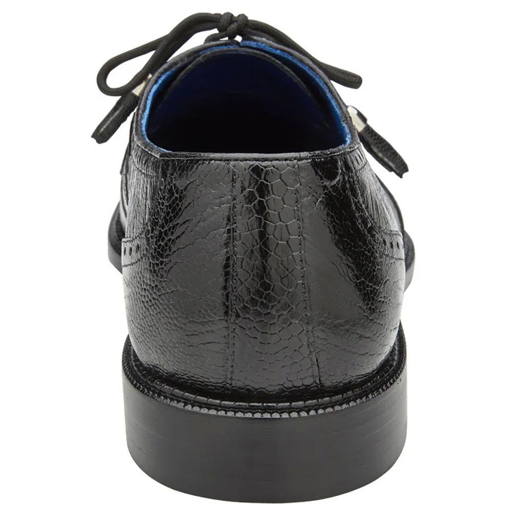 Belvedere Batta Genuine Ostrich Skin Cap Toe Derby - Black