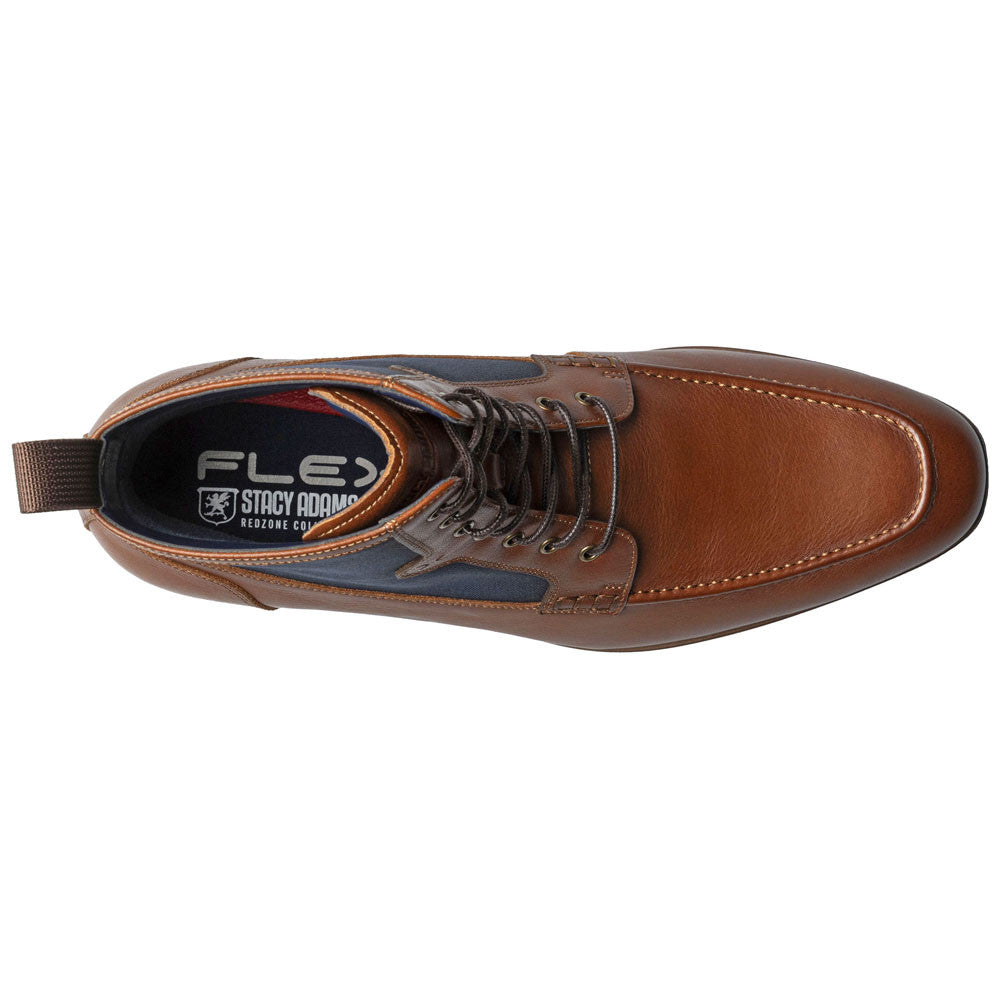 Brumley Moc Toe Lace Up Boots Oxford | Stacy Adams Dress Boots in Tan & Navy for Men