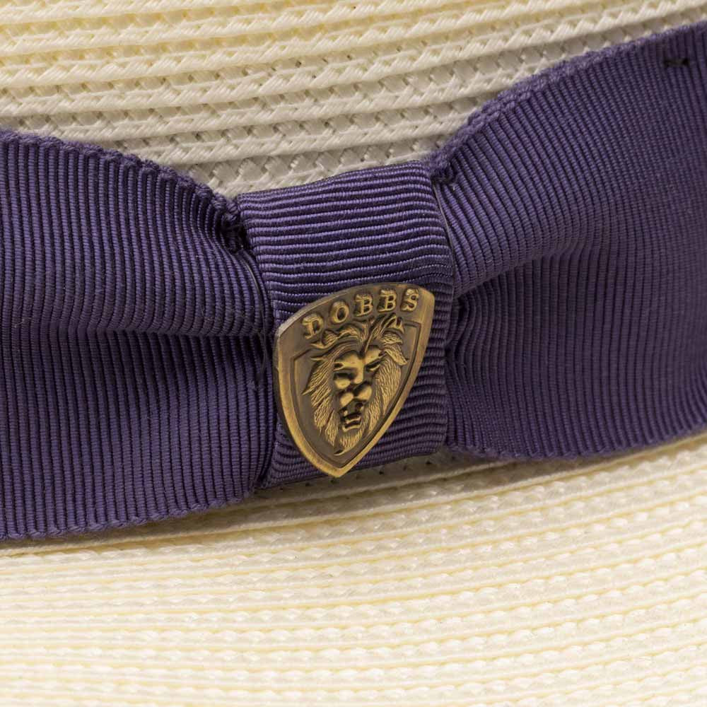 Dobbs Bradshaw Milan Straw Hat in Ivory/Purple
