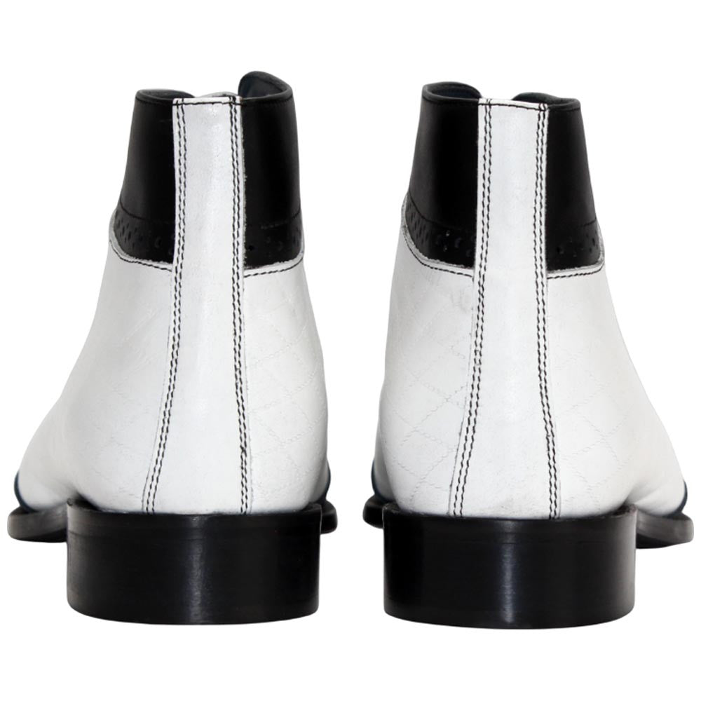 Lauro Black w/White Calfskin Leather Boot | Duca Dress Boots for Men