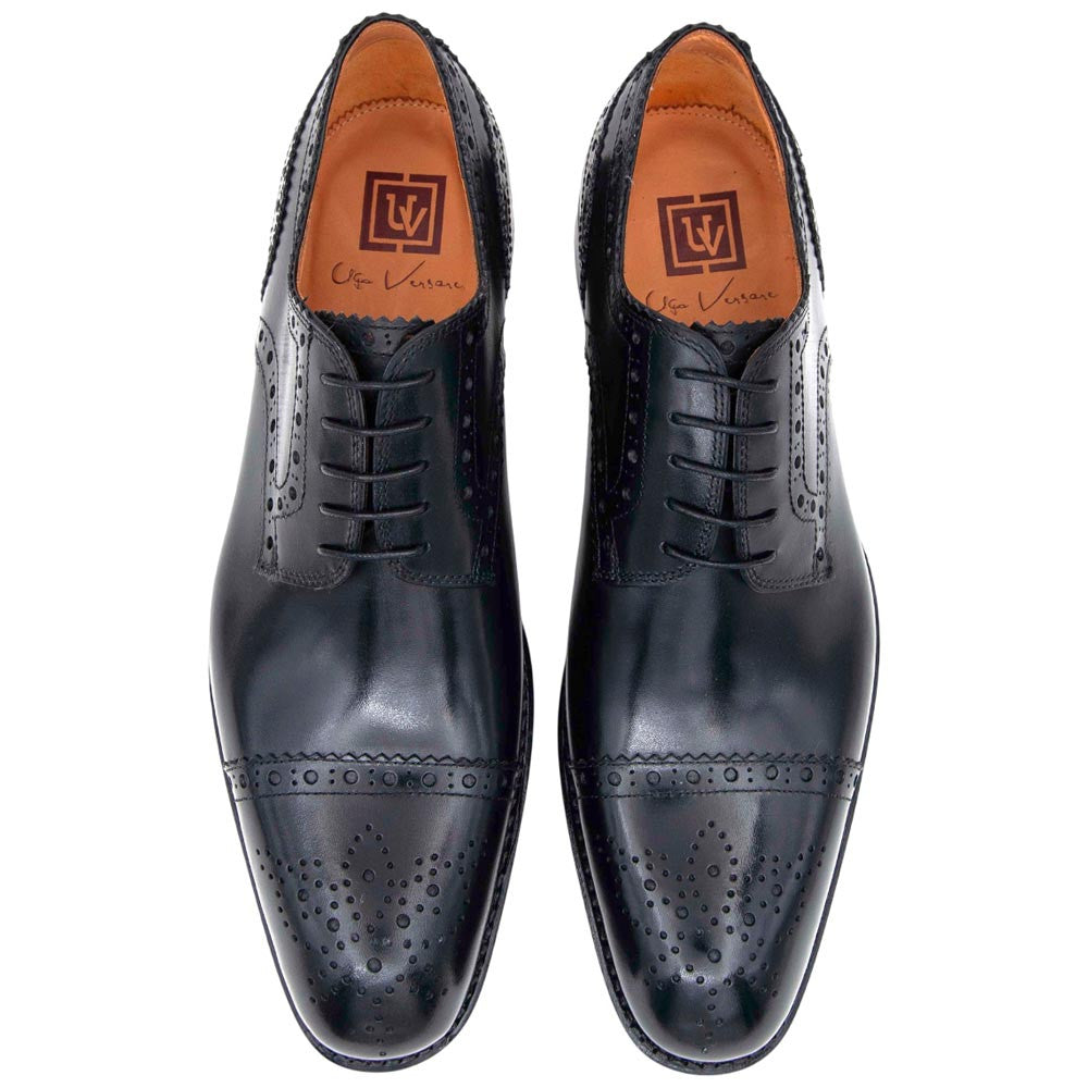 Ugo Vasare Gaelic Goodyear Welt Cap Toe Black Dress Shoes