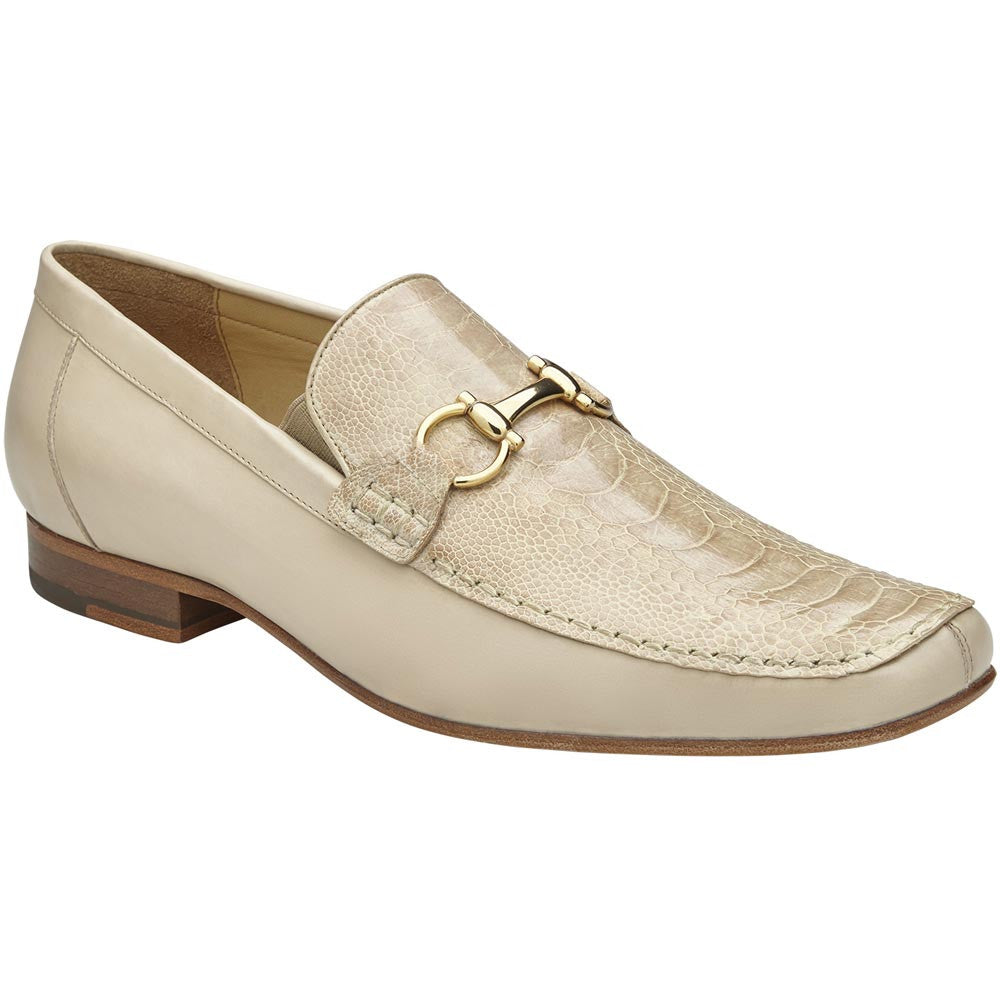Belvedere Bruno Cream Men's Genuine Ostrich Leg & Italian Calf Loafers