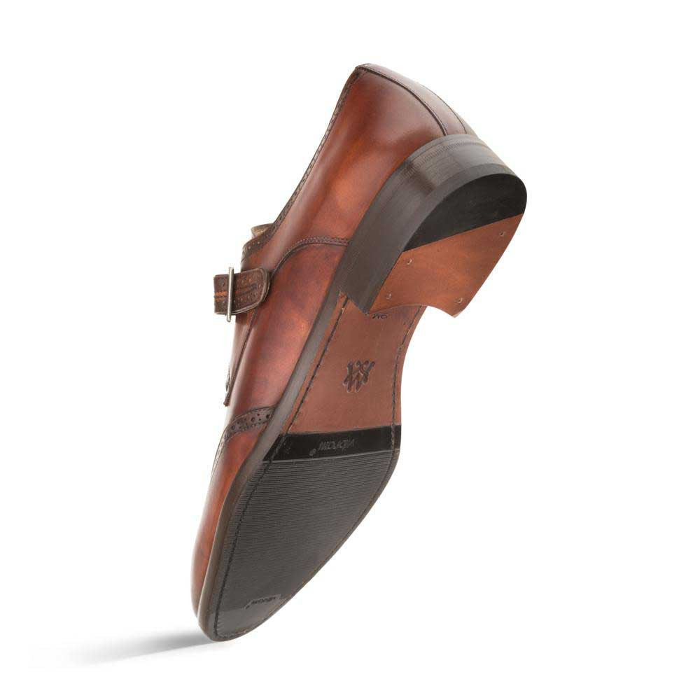 Mezlan Forest Black Wing Tip Monk Strap - Men's Hand-Burnished Calfskin Dress Shoe Handmade in Spain