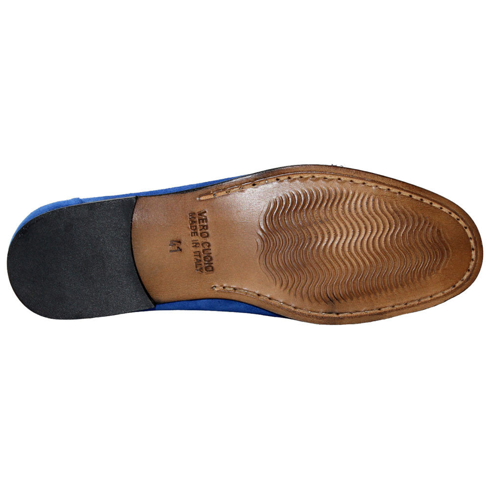 Termoli Ocean Blue Suede Leather Slip On | Duca Dress Loafers for Men