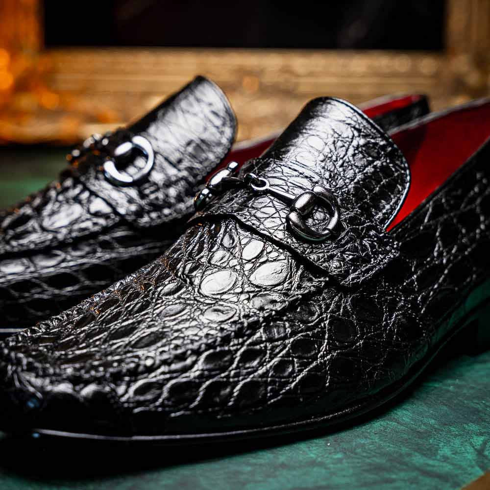 Landro Men’s Genuine Caiman Skin Moc Toe Bit Loafers | Marco Di Milano
