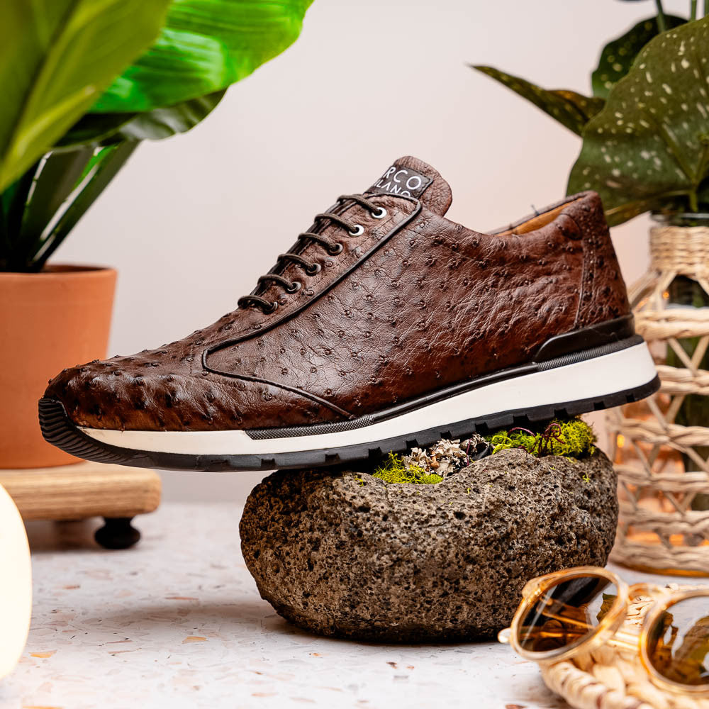 Marco Di Milano SCANNO Ostrich Brown Classic Fashion Sneakers