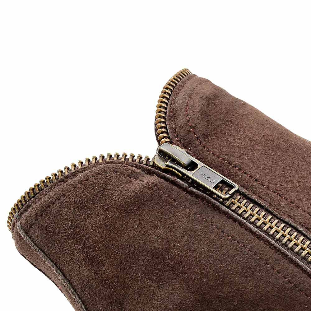 Moretti Brown Suede Medallion Toe Fashion Zipper Boot | Mezlan Dress Boots
