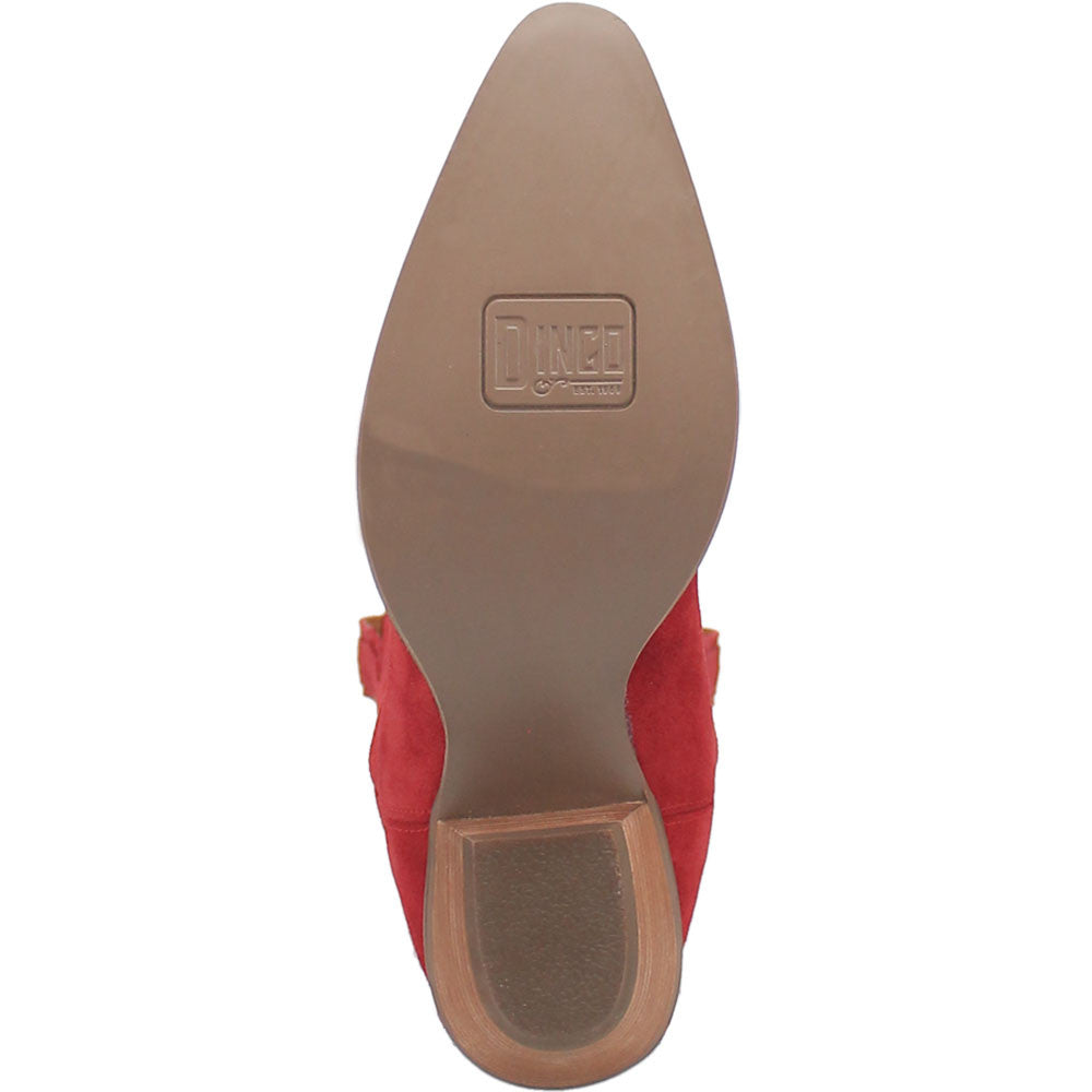 Dingo Suede White Snip Toe Western Boots for Women