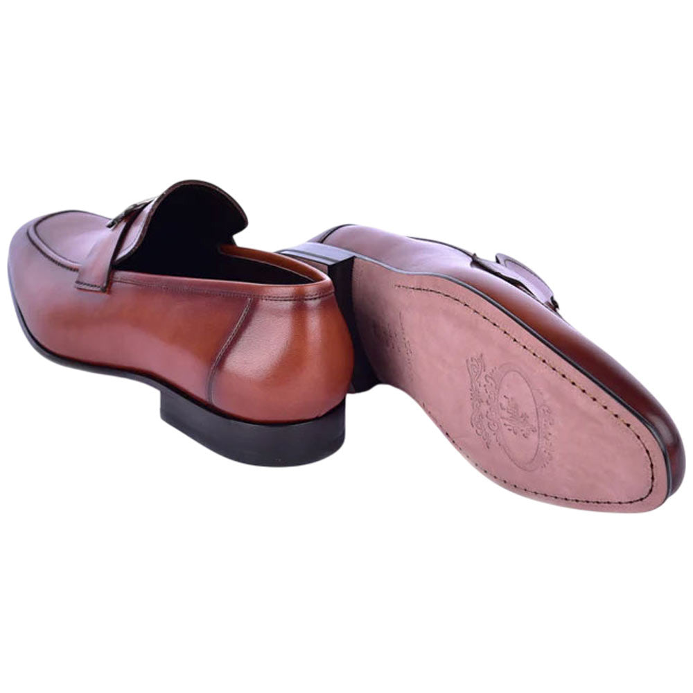 Corrente Men’s H Buckle French Calfskin Tan Almond Toe Loafer