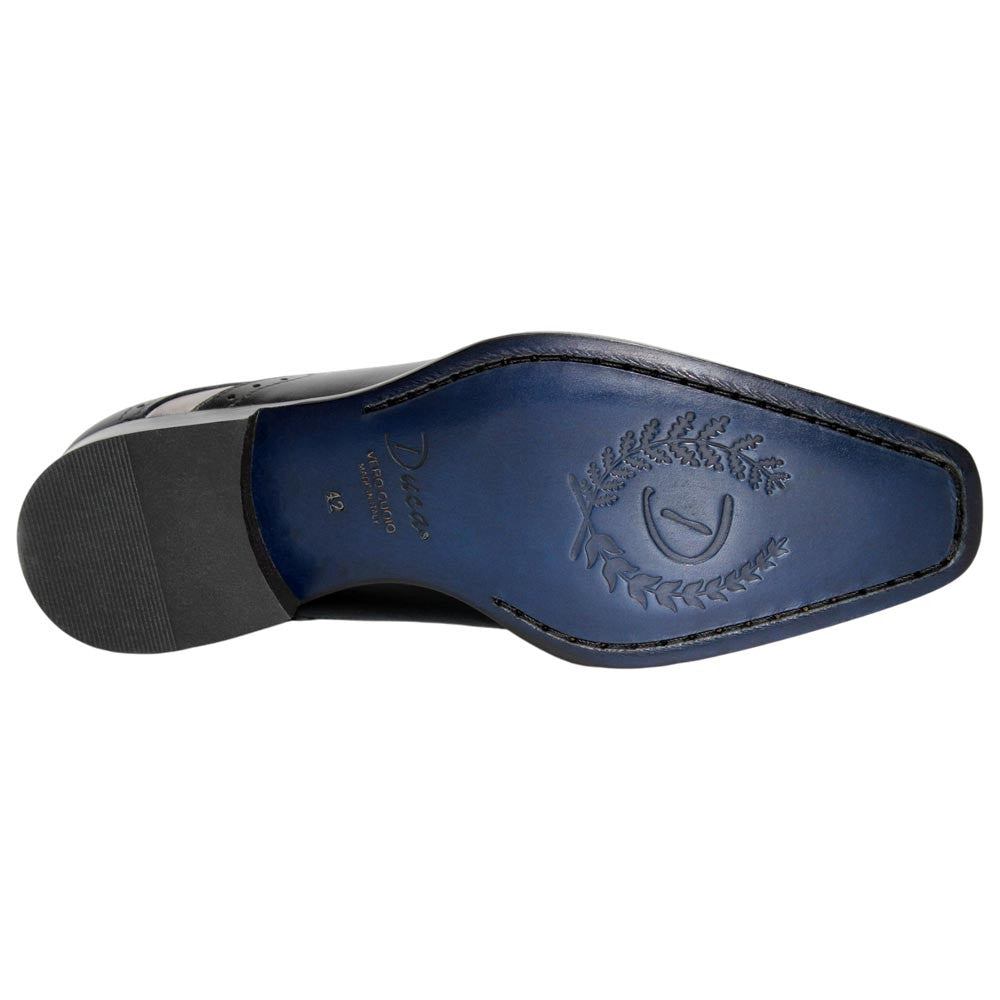 DUCA Velletri Black Men's Combo Italian Leather Spectator Derby Shoes