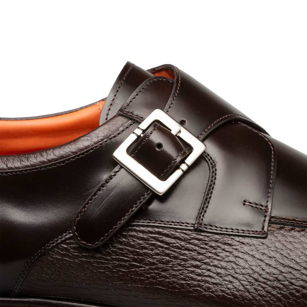 Mezlan Men's Pego Deerskin & Calfskin Monk Strap in Brown