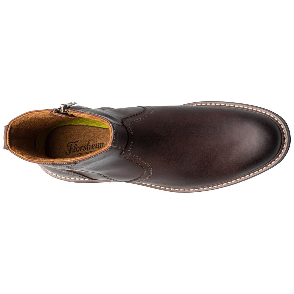 Norwalk PlainToe Side Zip Boot | Florsheim Brown CH Dress Boots for Men