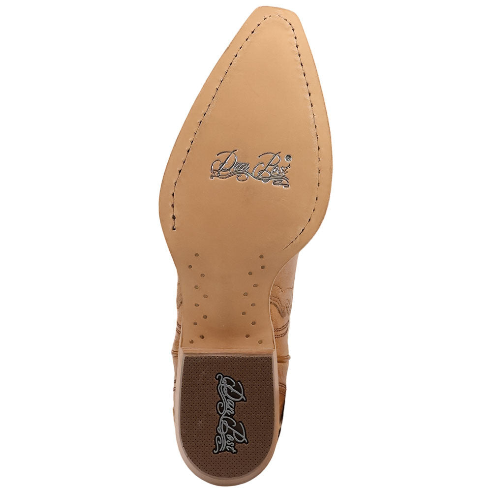 Dan Post Saffron Women's Whiskey Leather Western Bootie - 8" Shaft, Snip Toe
