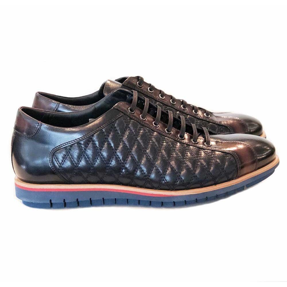 Corrente Navy & Brown Leather Men’s Fashion Sneakers