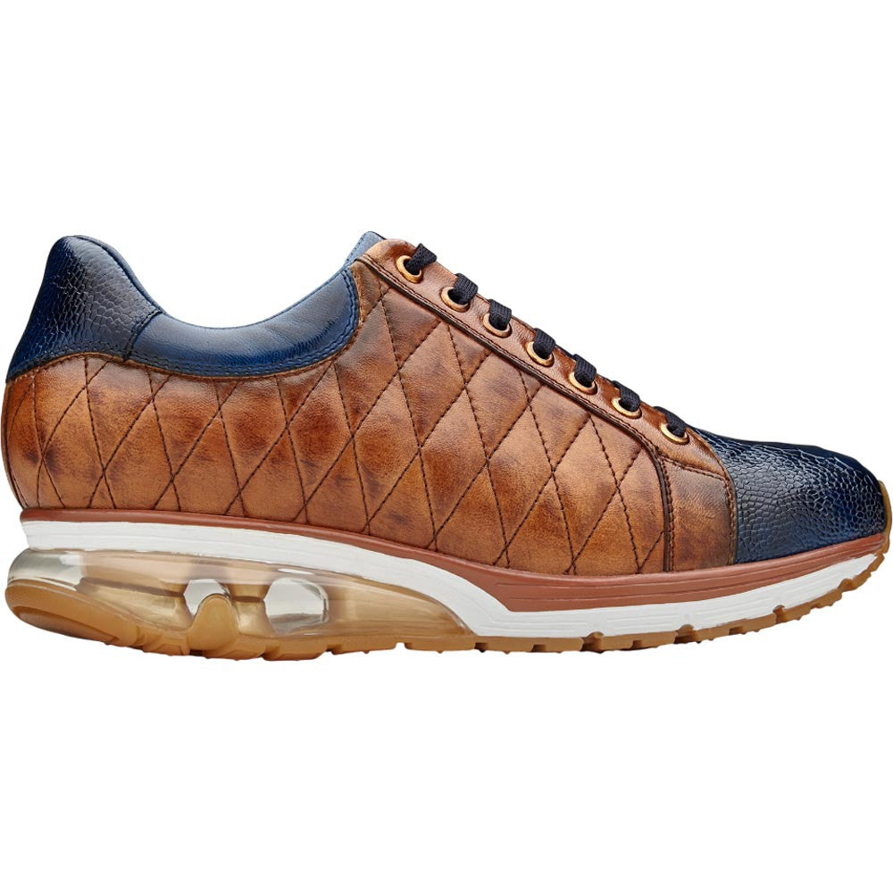 Belvedere Sacco Men’s Genuine Ostrich & Quilted Calf Skin Sneakers