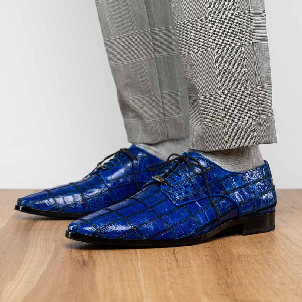 Asti Genuine Caiman Crocodile Skin Patchwork Derby | MARCO DI MILANO
