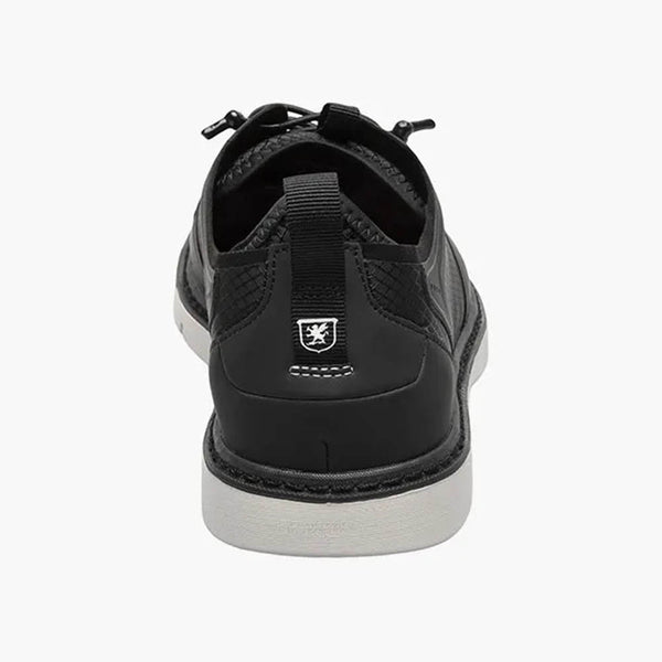 Stacy Adams SYNCHRO Black Plain Toe Elastic Lace Up Boat Shoes