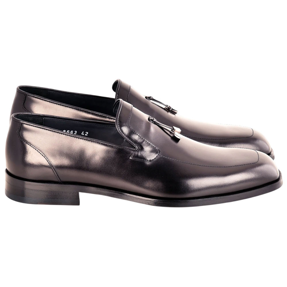 Corrente Men's Lux Leather Tassel Loafer - Black