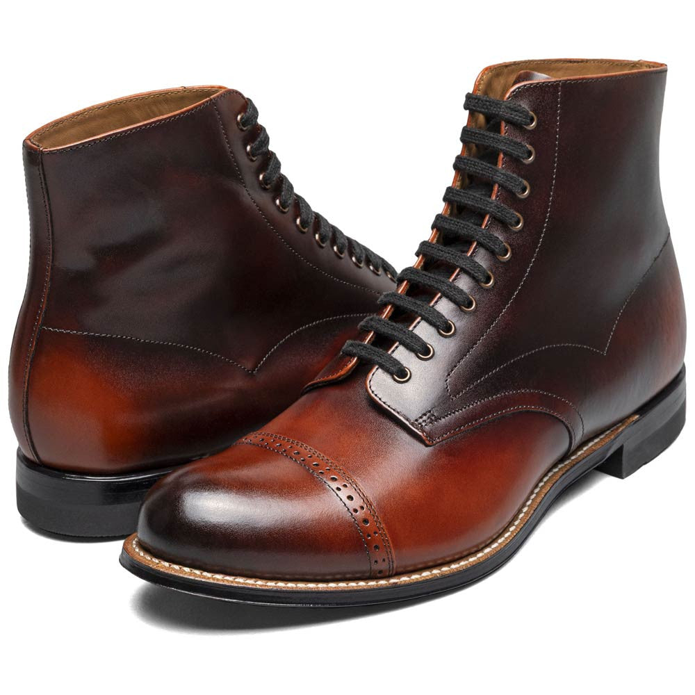 Stacy Adams Madison Cognac Anaconda Print Leather Cap Toe Boots (USA Men Size)