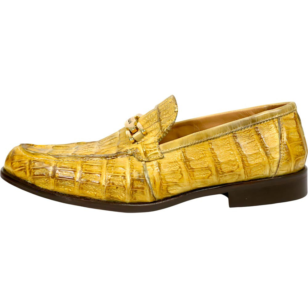 Mauri Chapel Men's Yellow Exotic Hornback / Nappa Leather Horsebit Split-Toe Loafer