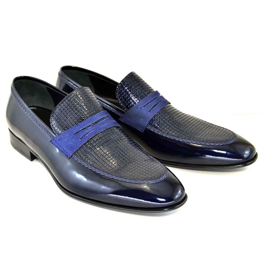 Corrente Navy Patent Leather Men’s Loafers