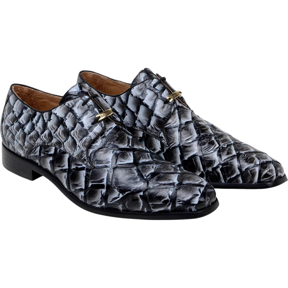 Belvedere Renzo Ivory/Black Men's Genuine Pirarucu Lace Up Shoes