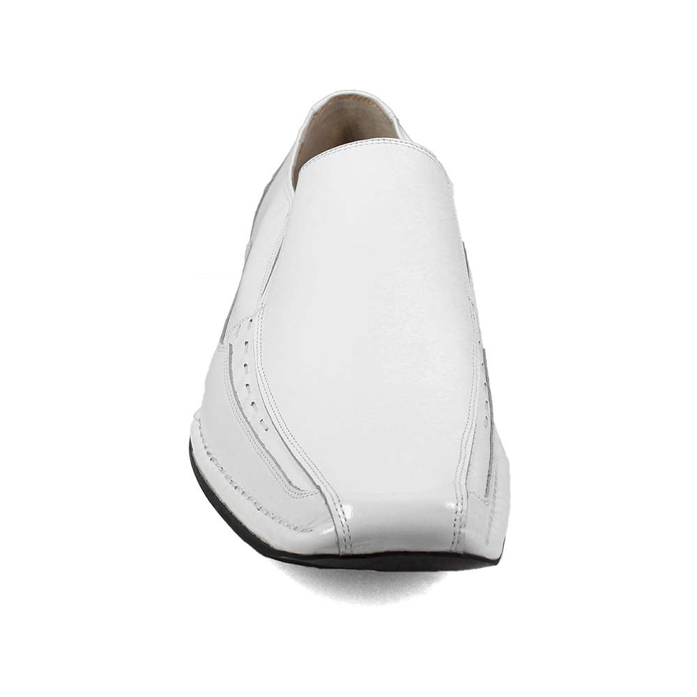 Stacy Adams Templin White Bike Toe Slip-On Loafers