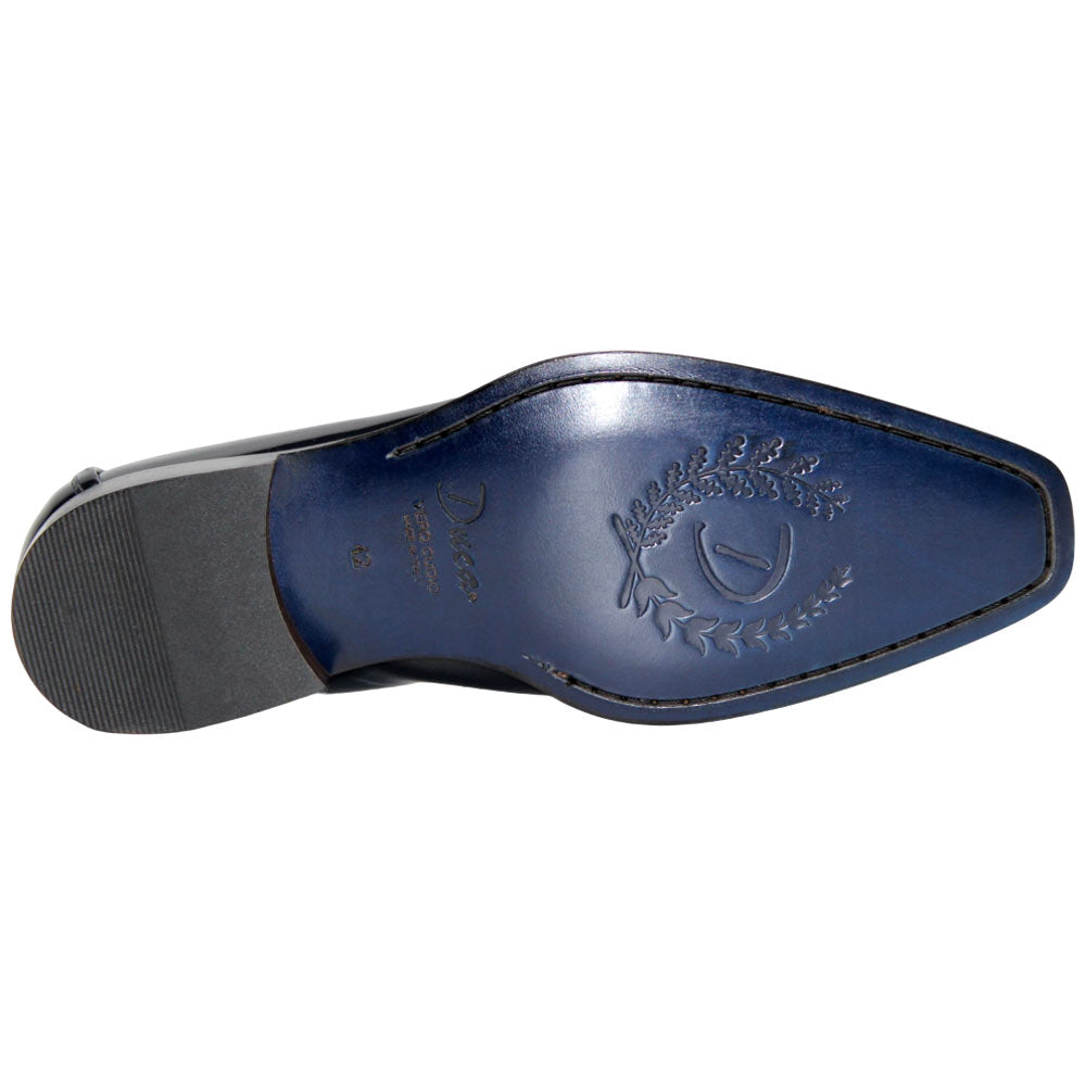 Duca Fano Navy Genuine Italian Patent Leather Tassel Loafer Shoes
