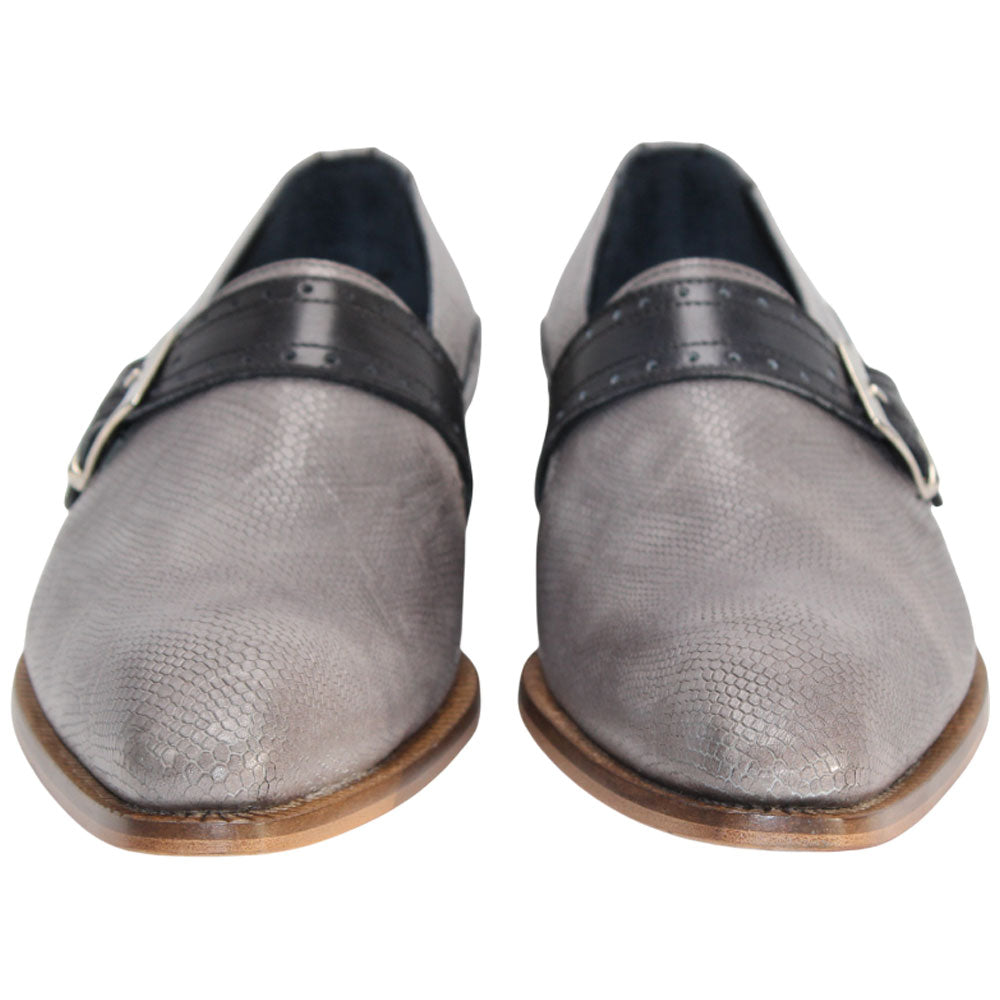 Duca Sezze Men's Light Grey/Dark Grey Snake Print/Calf-Skin Leather Loafers