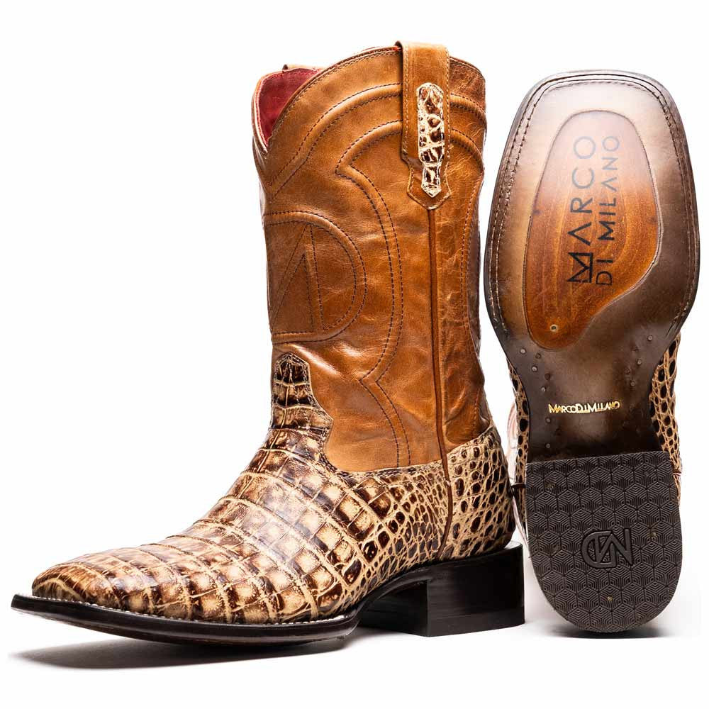 Tucson Genuine Caiman Belly Skin Stone Orix Cowboy Boot | Marco Di Milano Western Boots