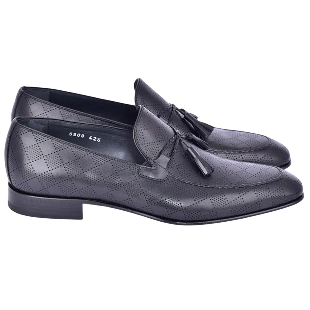 Corrente Men’s Black Almond Toe Tassel Loafer - shoeclassix.com