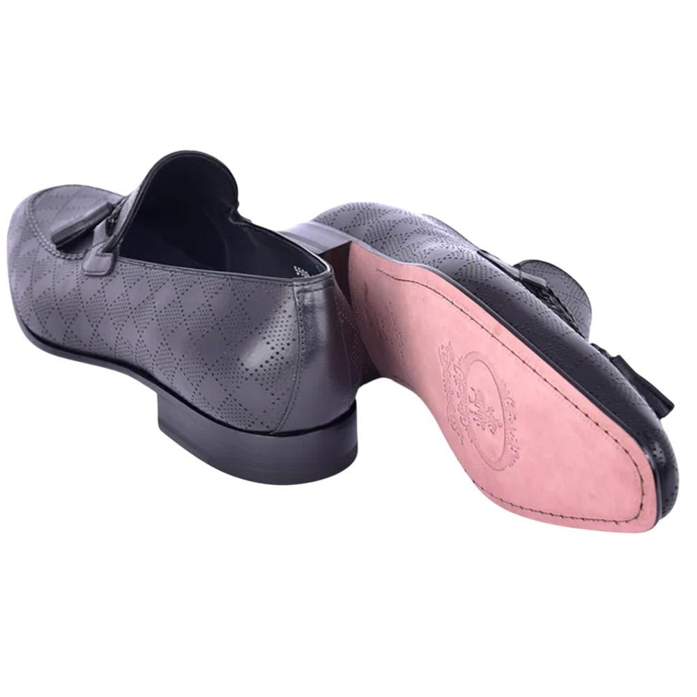 Corrente Men’s Black Almond Toe Tassel Loafer - shoeclassix.com