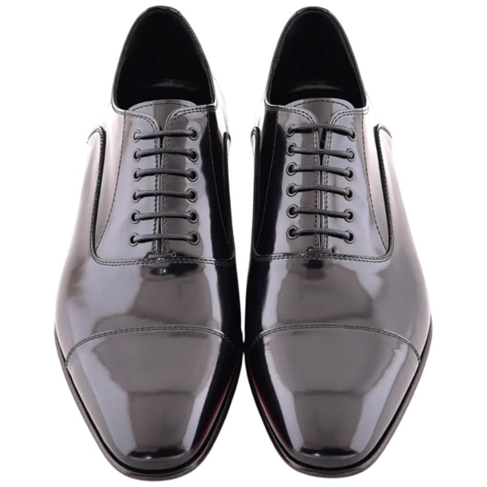 Corrente Men’s Black Patent Leather Round Toe Lace - up Loafer - shoeclassix.com