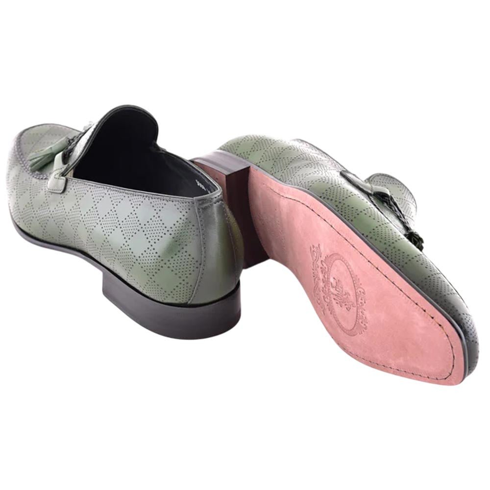 Corrente Men’s Green Tassel Almond Toe Loafer - shoeclassix.com
